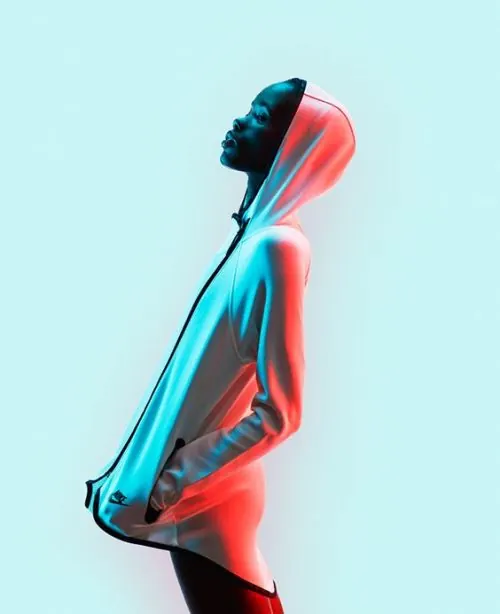 Neon Lit Hooded Figure