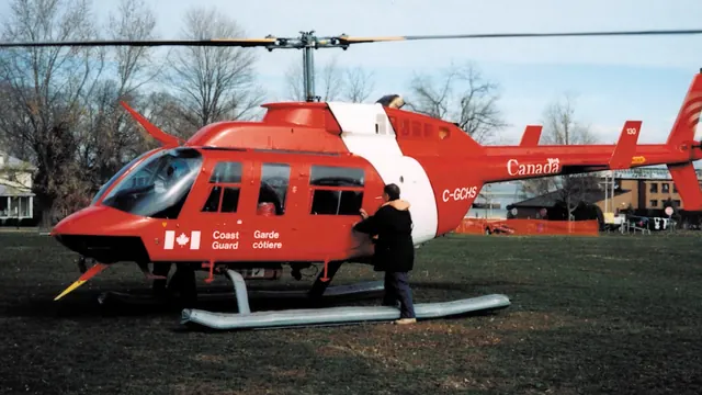 Canadian Coast Guard helicopter landing pad, photographic, technical, vibrant