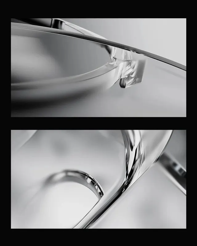 Abstract glass product macro photography diptych, photographic, abstract, monochrome