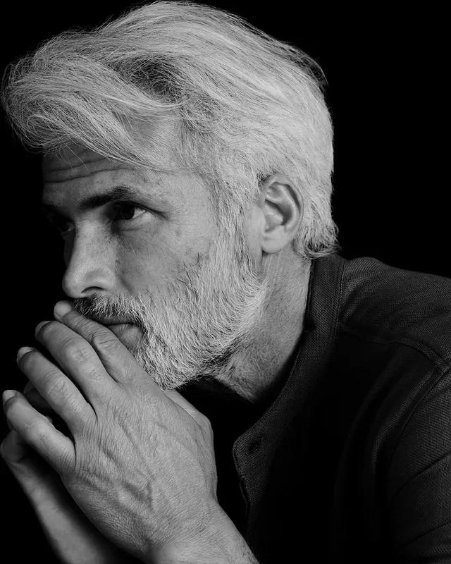 Portrait male grayscale study, photographic, editorial, monochrome