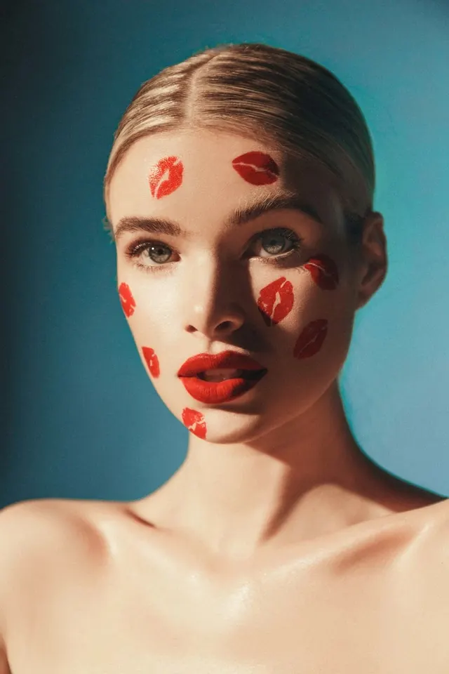 Pop art editorial beauty portrait, photographic, editorial, vibrant