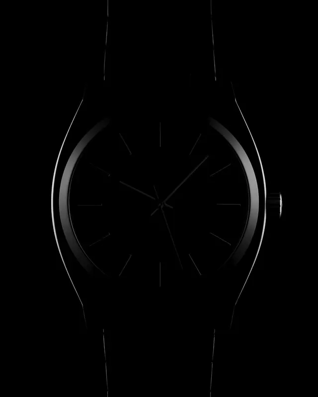Minimalist watch face design, minimal, technical, dark