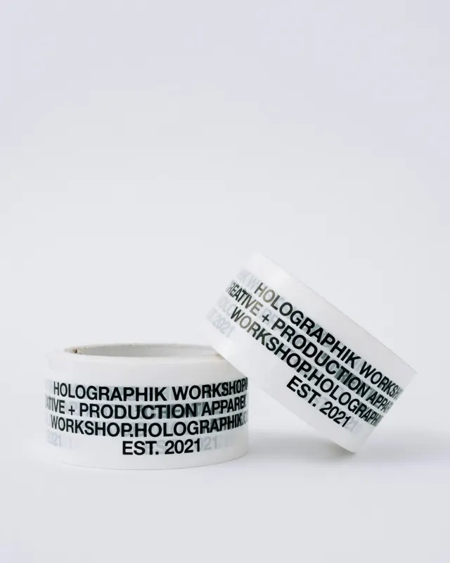 Minimalist branded tape product display, minimal, light-mode, light