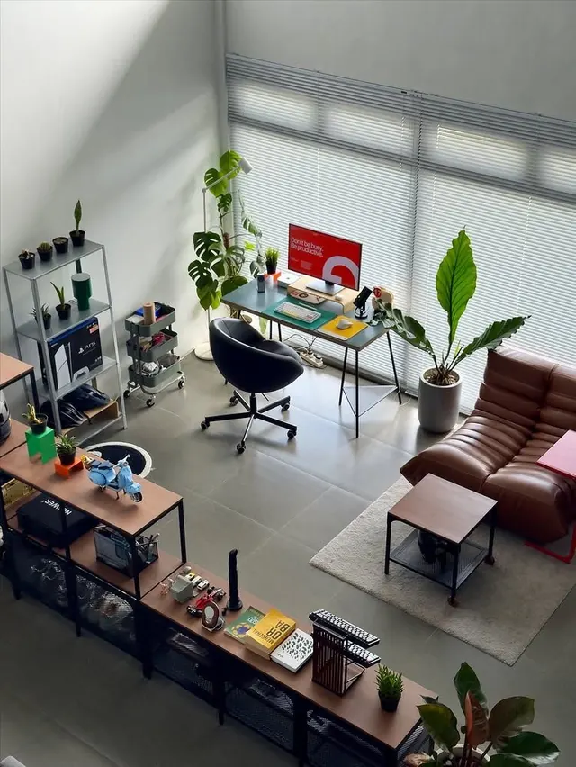 Modern minimalist home office workspace setup, photographic, minimal, neutral