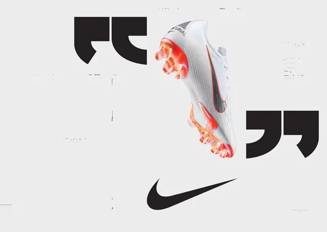 Nike boot Japanese typography layout, minimalist, photographic, light