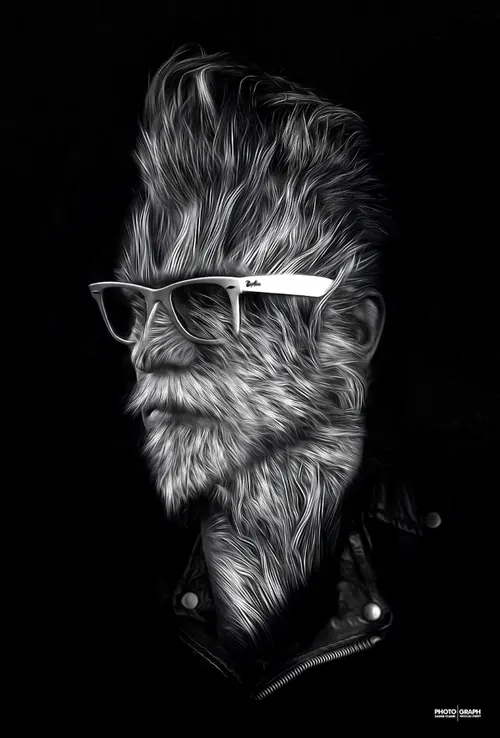 High-Contrast Portrait of Bearded Man