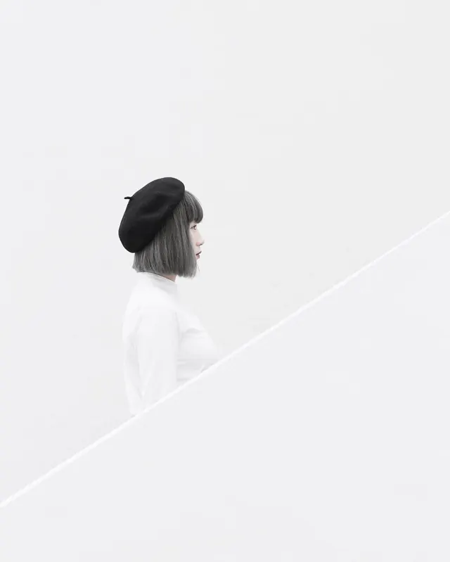 Minimalist profile with geometric line accent, minimal, geometric, light