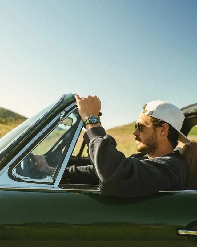 Lifestyle portrait in vintage convertible, photographic, lifestyle, cool