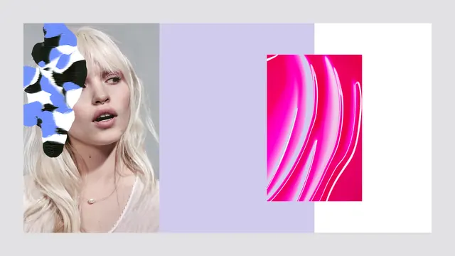 Split-panel design mood composition, editorial, photographic, vibrant