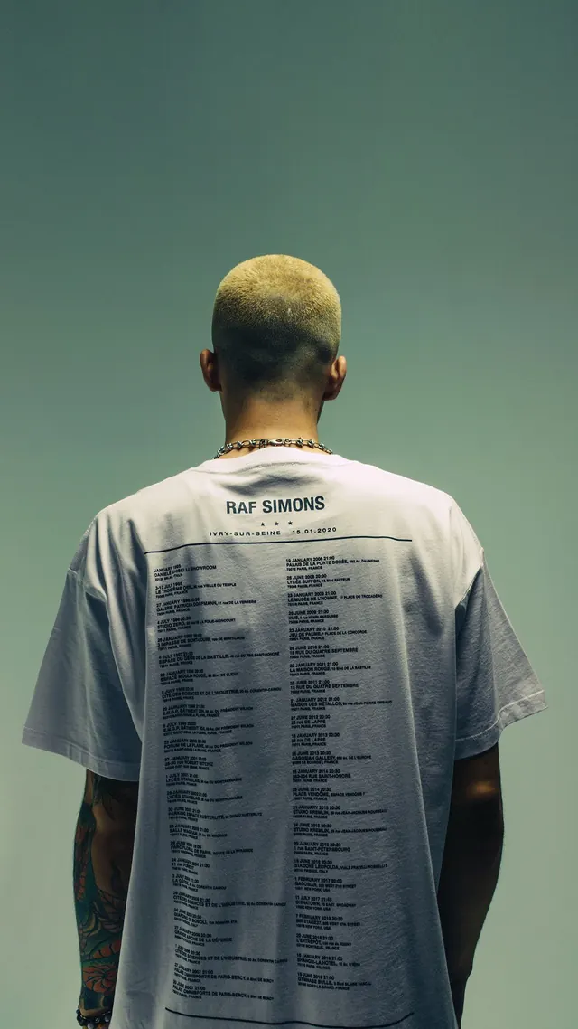 Fashion back portrait with printed text garment, photographic, fashion, cool
