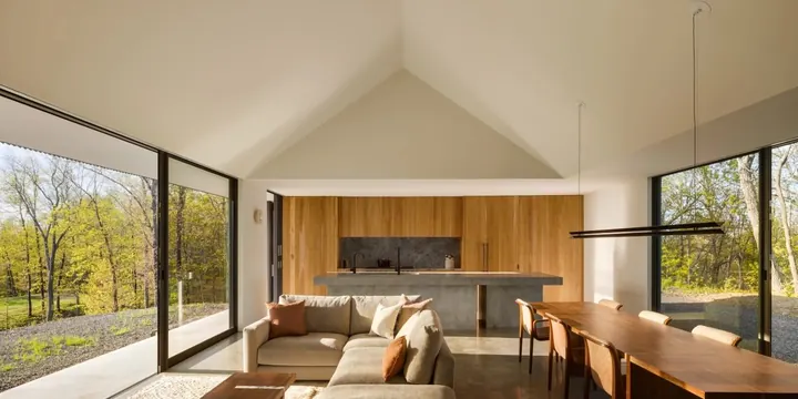 Ridge House minimal architecture interior, minimal, corporate-clean, warm