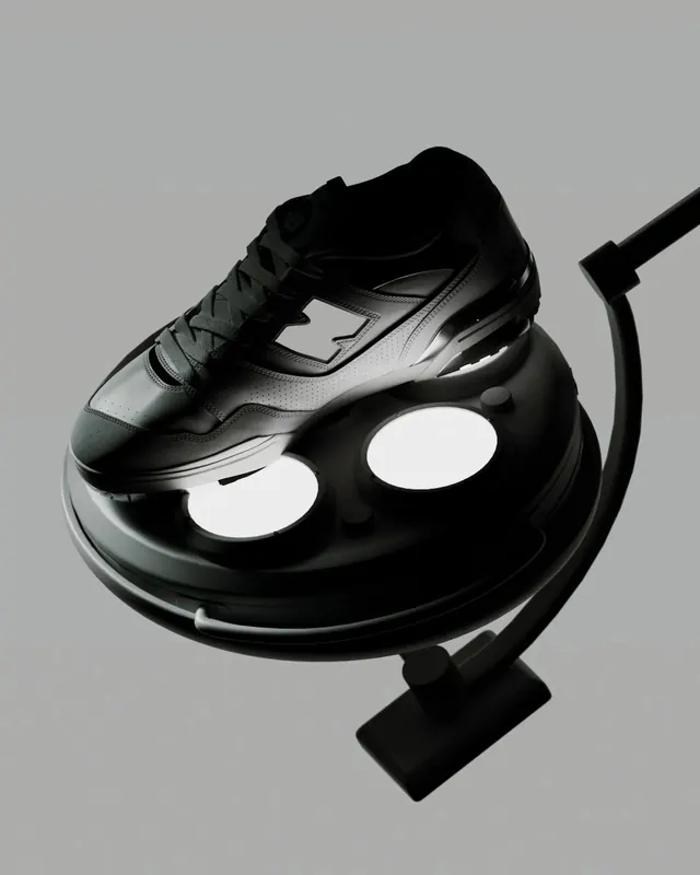 Sneaker product photography with lighting, photographic, minimal, dark