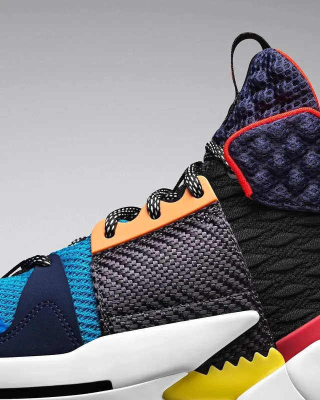 Colorblocked athletic sneaker detail, photographic, playful, vibrant
