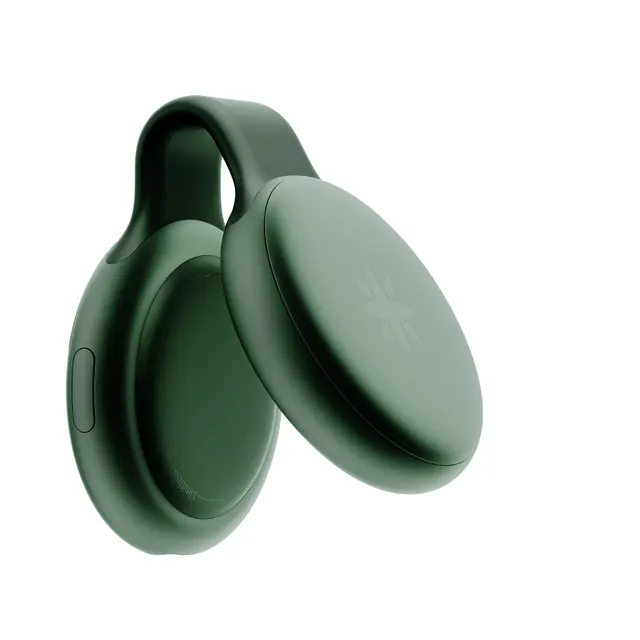 Wearable AI pendant product shot, photographic, technical, light