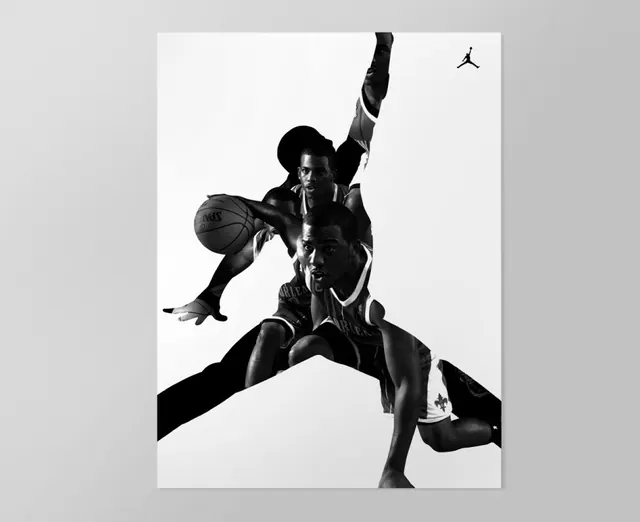 Basketball athlete dramatic silhouette action, photographic, monochrome, monochrome