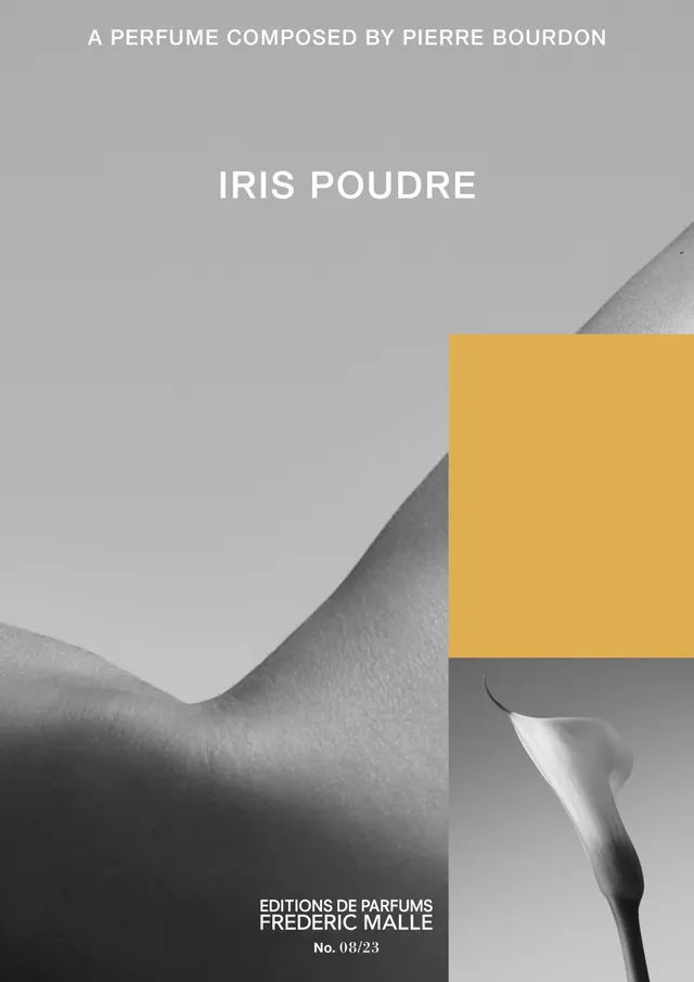 Luxury perfume packaging design for Frederic Malle, minimal, luxury, monochrome
