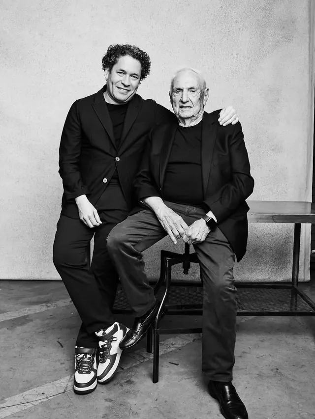 Black-and-white portrait duo, photographic, minimal, monochrome