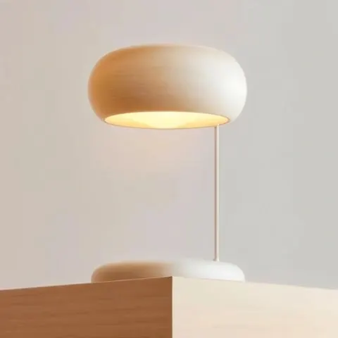 Sculptural pendant lamp with warm base, photographic, minimalist, warm