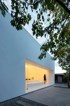 Minimalist architecture night lighting, photographic, minimal, cool
