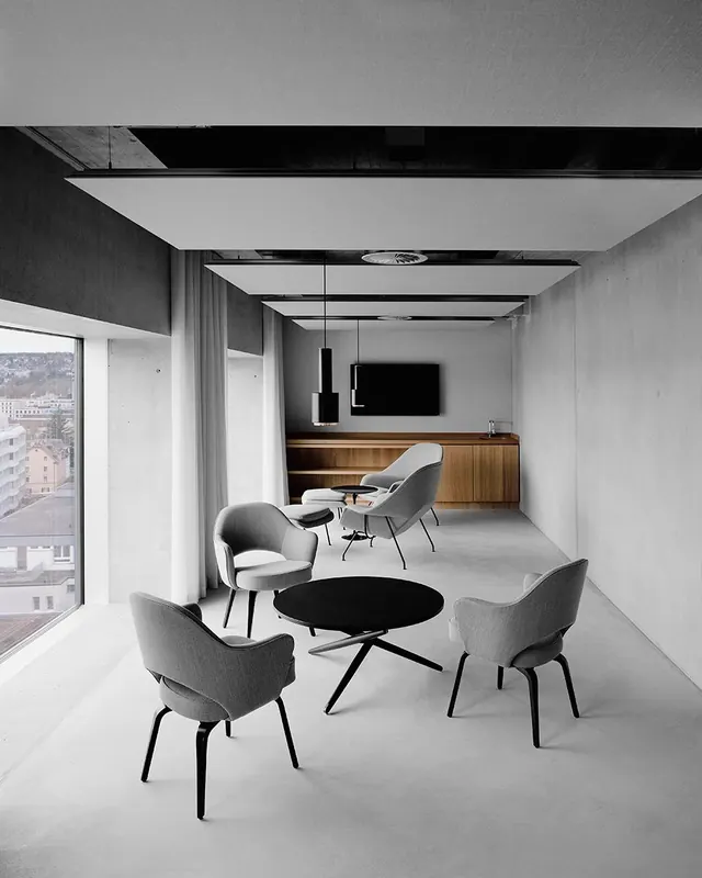 Minimalist architecture office space, minimal, monochrome, dark