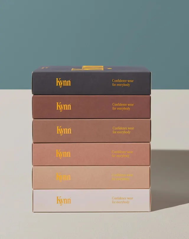 Kynn stacked product packaging, minimal, geometric, muted