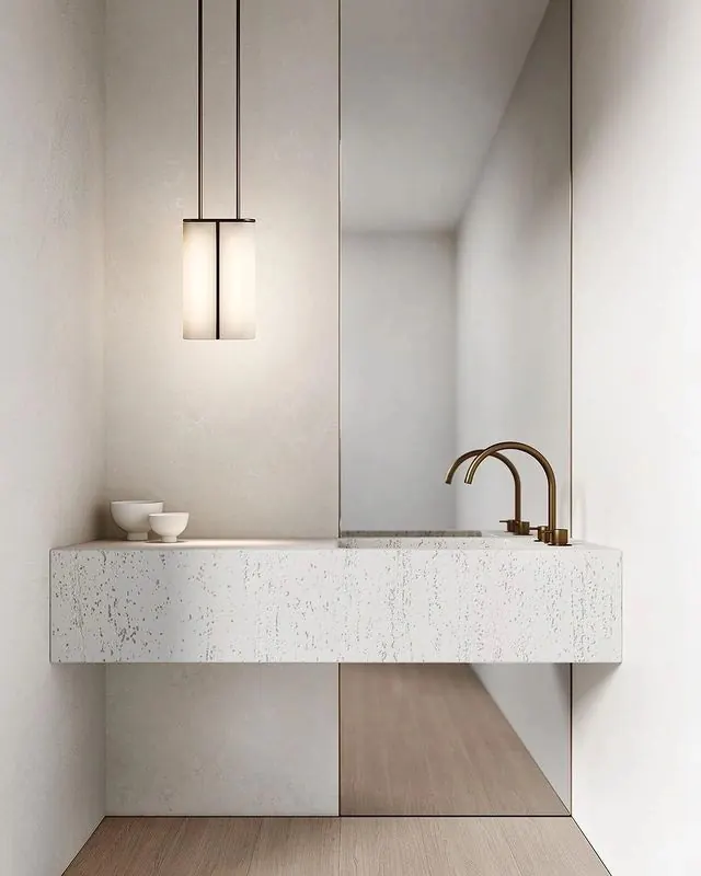 Minimalist bathroom interior with industrial fixtures, minimal, corporate-clean, light