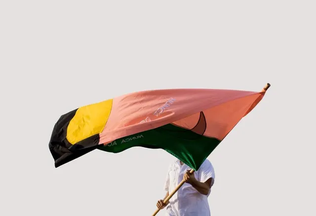 Flag with stripes waving, photographic, light