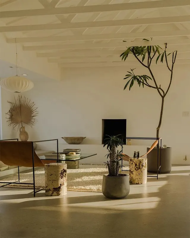 Minimalist interior design warm palette, photographic, minimalist, warm
