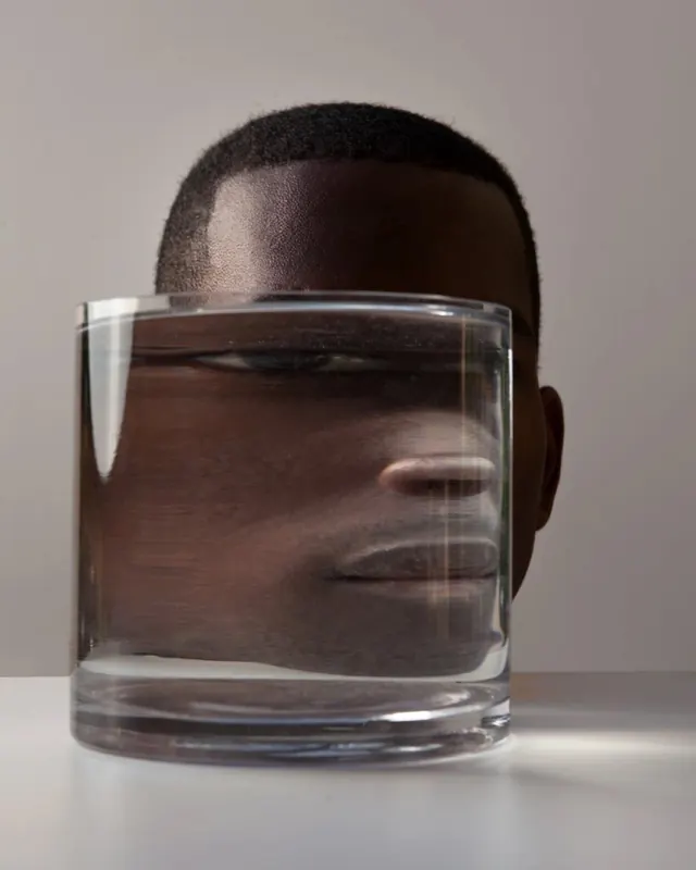 Abstract Face in Glass