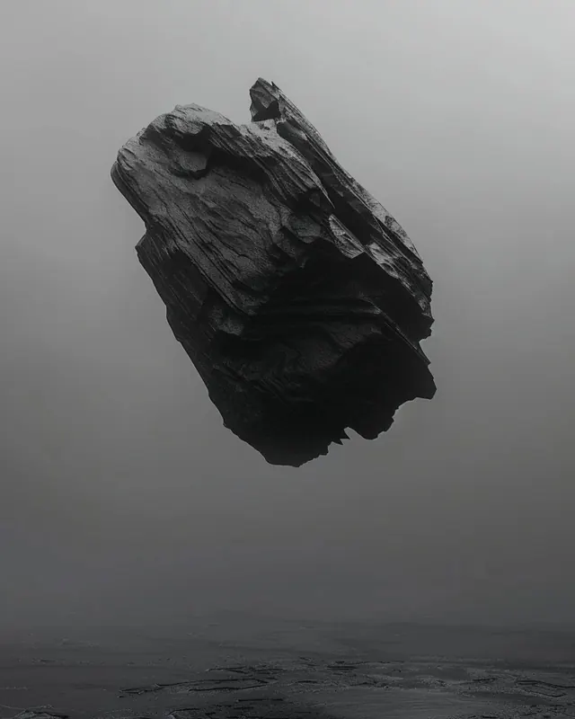 Floating Rock in Fog