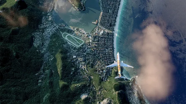 Aerial Coastal Cityscape