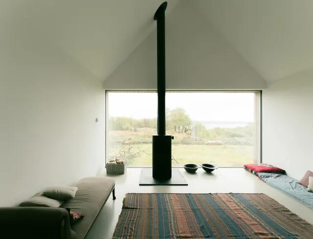 Minimalist Interior with Wood Stove