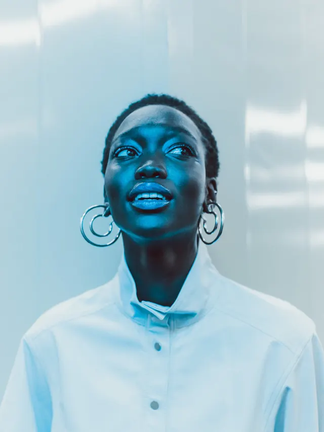 Blue-Toned Portrait of a Woman