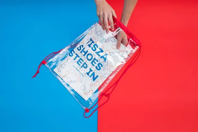 Red and Blue Split Graphic with Tote Bag