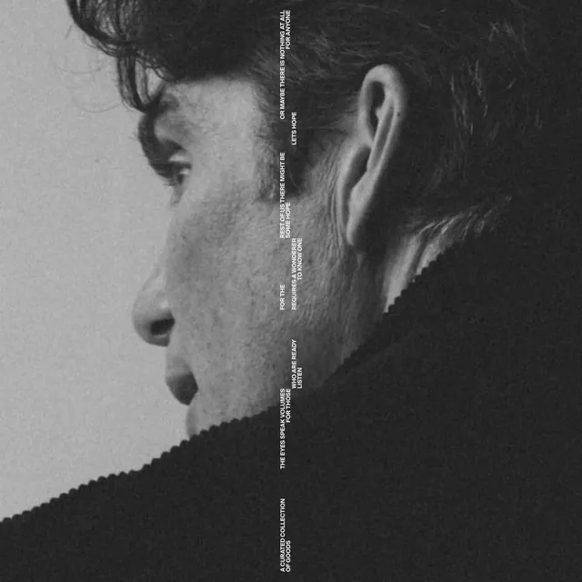 Monochrome Portrait with Vertical Typography, monochrome, minimal, monochrome