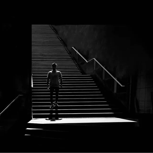 Man on Stairs Silhouette