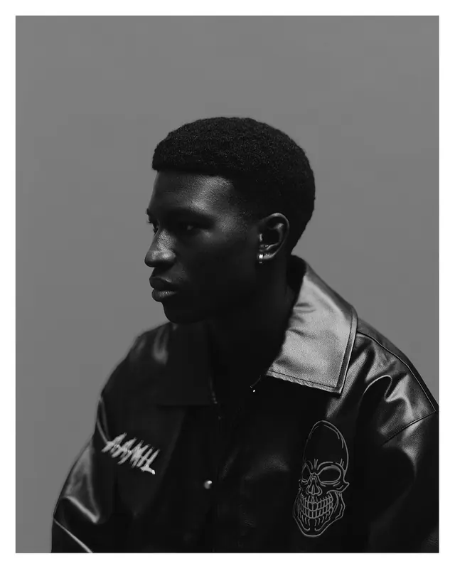 Monochrome Portrait in Leather Jacket