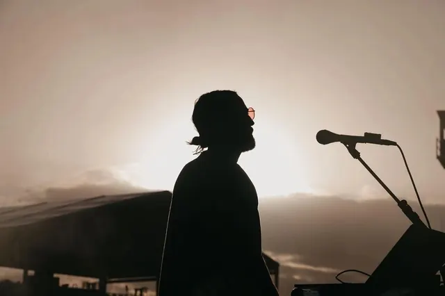 Silhouette of Musician in Fog