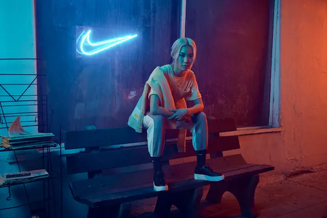 Neon-Lit Interior Scene