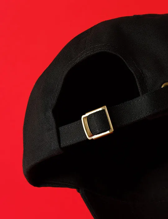 Black Cap with Gold Buckle Detail