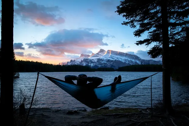 Mountain Lake Camping Scene