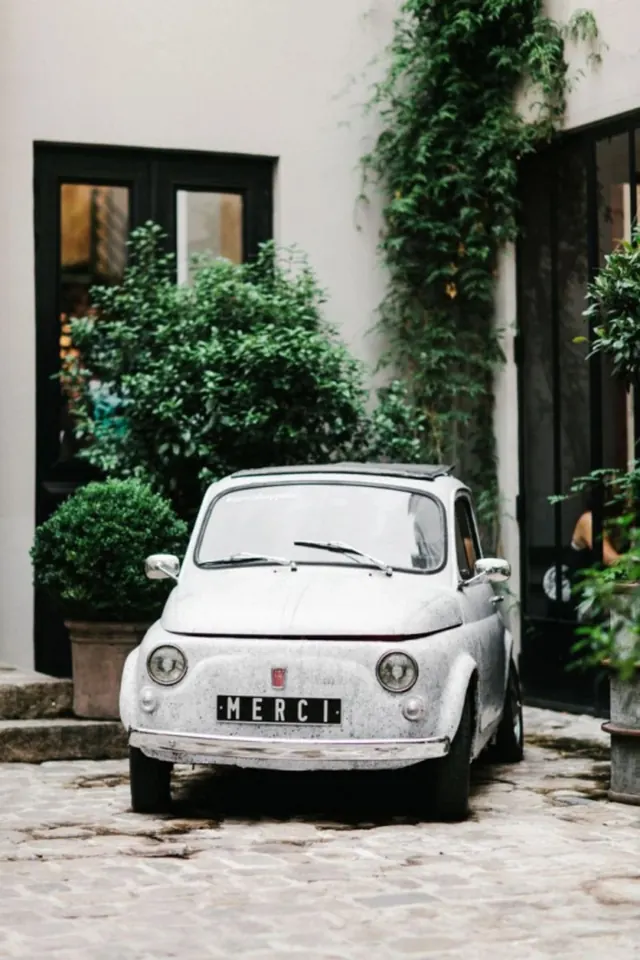 Vintage Car in Courtyard
