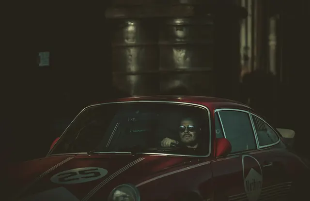 Vintage Car Interior Night Scene