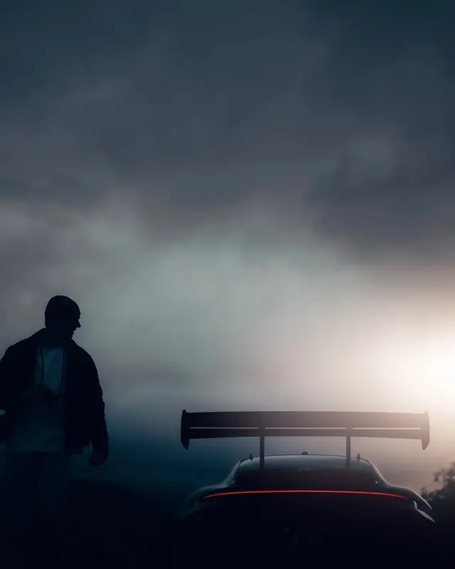 Cinematic Car and Figure Silhouette