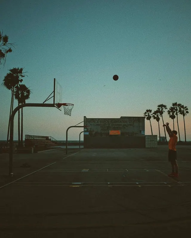 Outdoor Basketball Court Scene