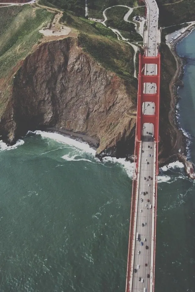 Aerial View of Coastal Bridge