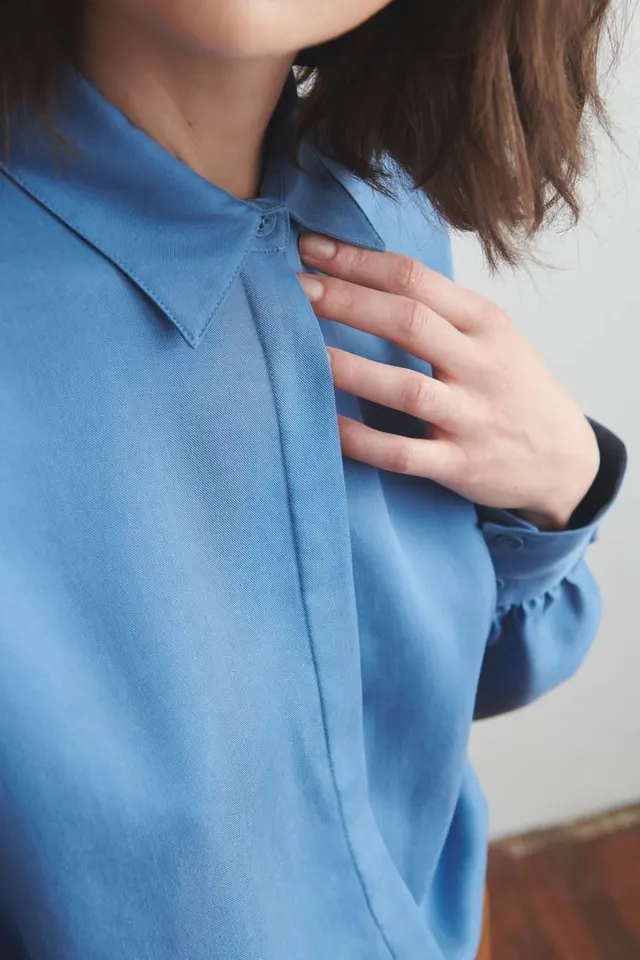 Blue Button-Down Shirt Close-up