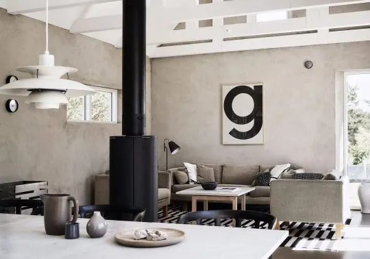 Modern Interior with Wood Stove
