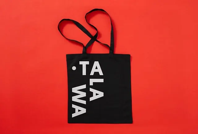 Talawa Tote Bag on Red, minimal, bold, vibrant