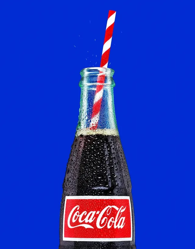 Coca-Cola Glass Bottle, photographic, bold, vibrant